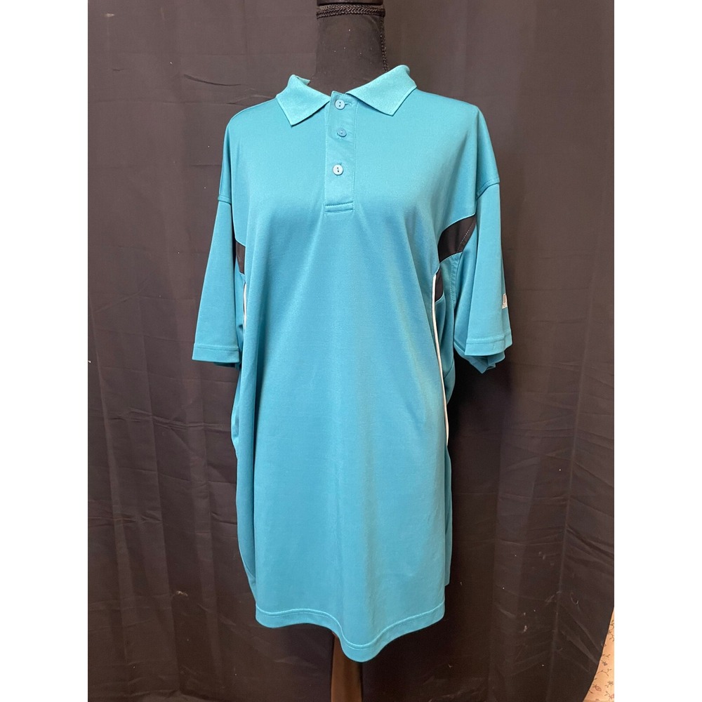 RUSSELL Mens Dri-Power Polo Shirt‎ XLT Teal Black Athletic Golf Performance